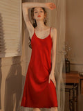 Silky Elegant Night Dress Slips Multicolors - Knee Lengh