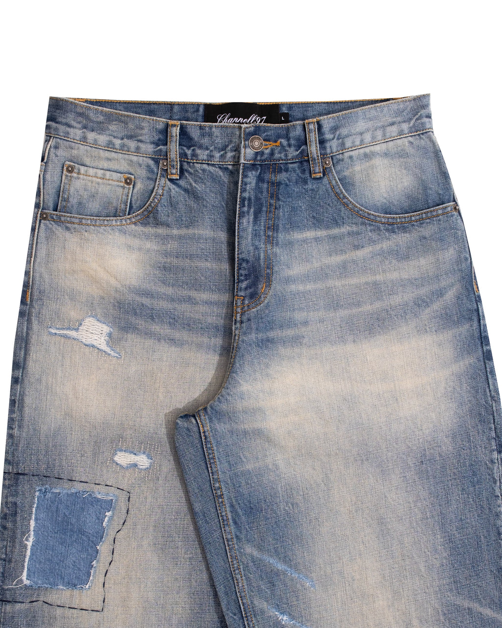 Blue Repaired Selvedge Denim